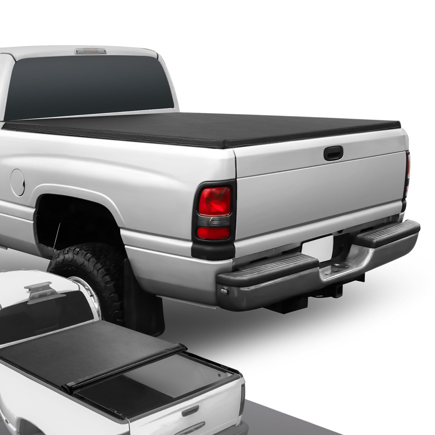 DNA Motoring TTC-RU-021 Truck Bed Soft Vinyl Roll-Up Tonneau Cover Compatible with 1994-2001 Dodge Ram 1500 6.5Ft Fleetside/Styleside Bed, Black