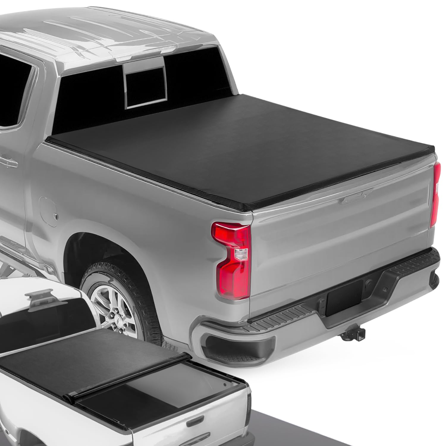 DNA Motoring TTC-RU-030 Truck Bed Soft Vinyl Roll-Up Tonneau Cover Compatible with 07-18 Silverado Sierra 1500 5.75' Fleetside / Styleside Bed