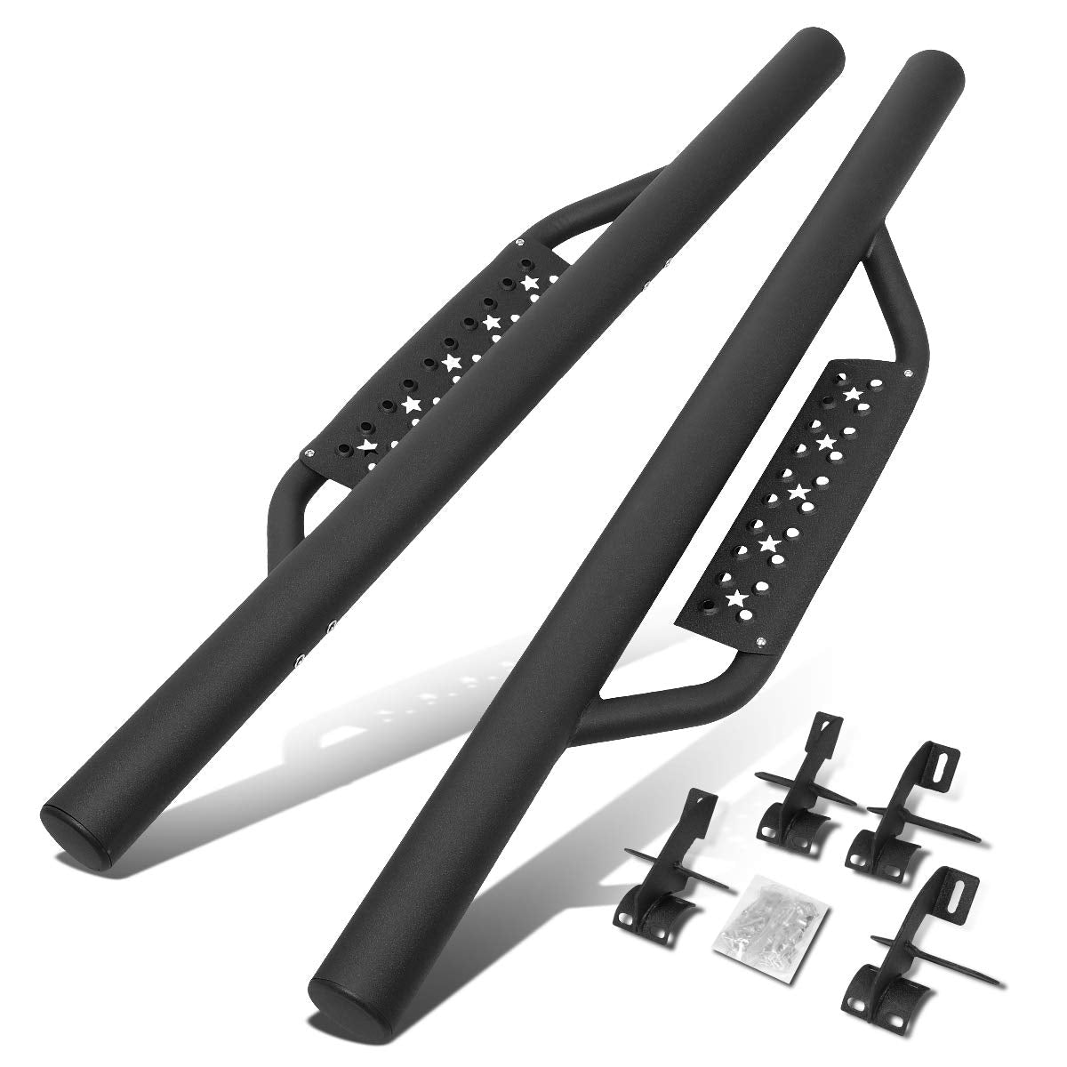 DNA MOTORING STEPB-ZTL-8232 3 Inches Powder Coated Side Step Nerf Bar Running Boards Compatible with 07-17 Jeep Wrangler 2-Dr / 18 Wrangler JK 2-Dr