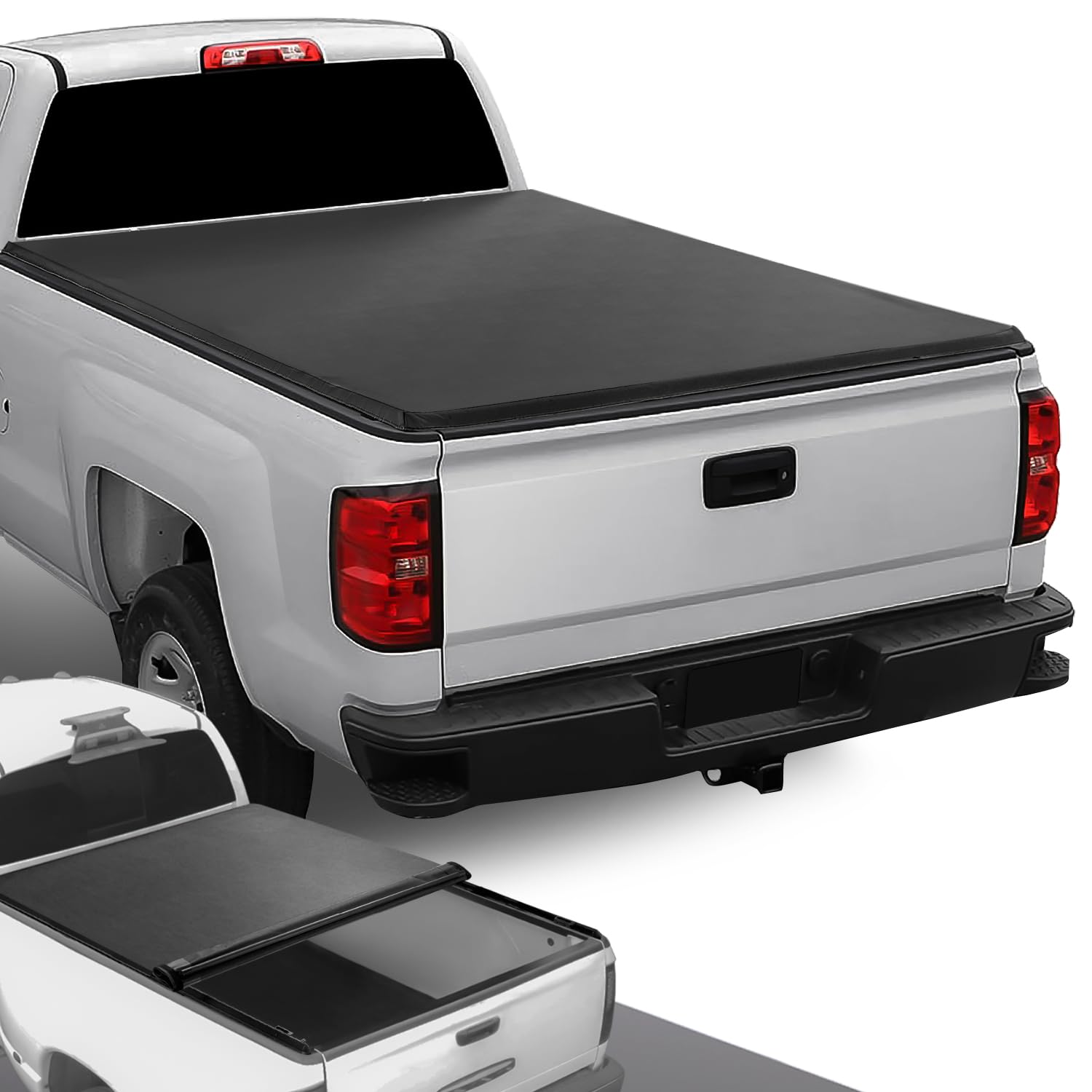 DNA Motoring TTC-RU-038 Truck Bed Soft Vinyl Roll-Up Tonneau Cover Compatible with 14-18 Silverado/Sierra 1500 6.5' Bed