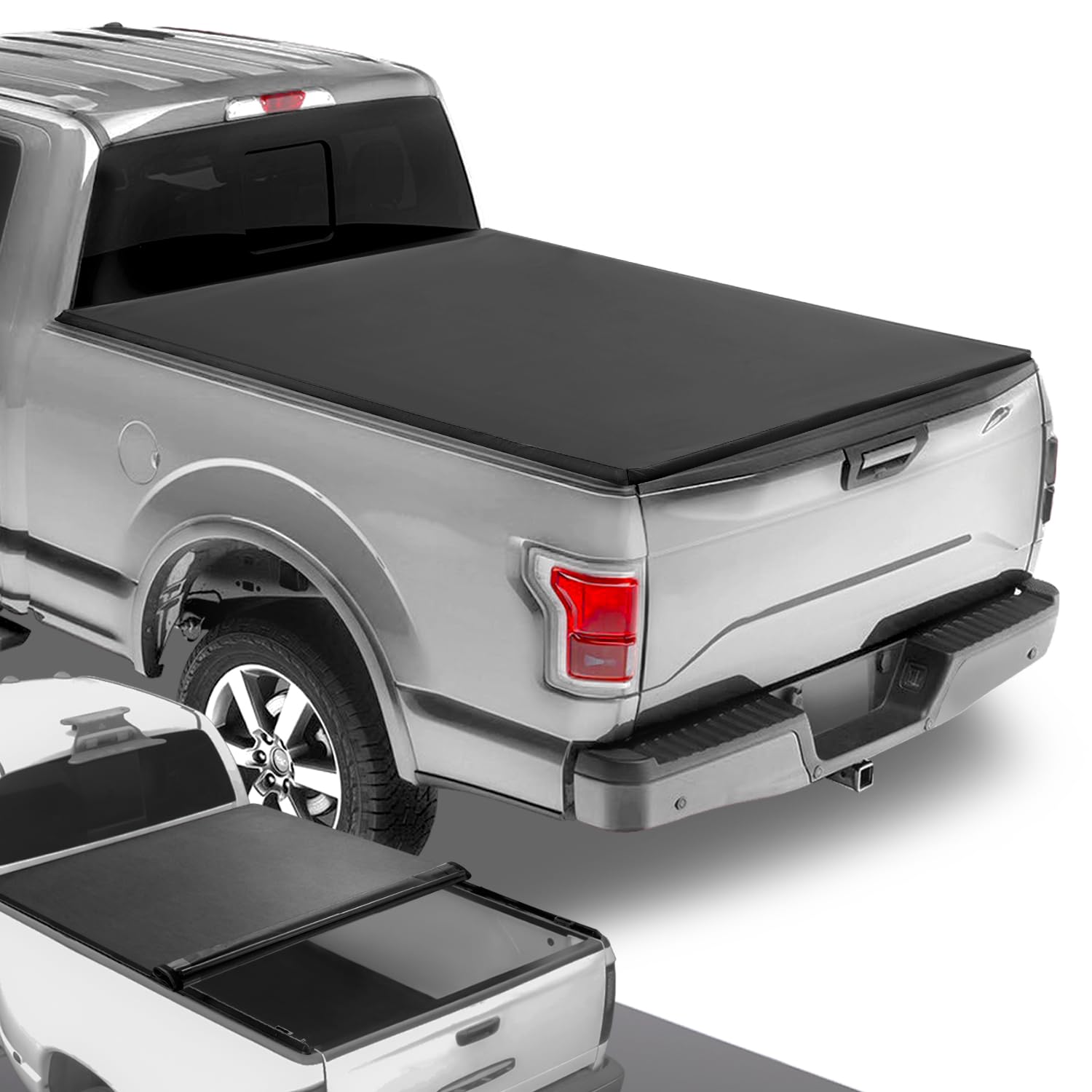 DNA Motoring TTC-RU-001 Soft Vinyl Roll-Up Tonneau Cover Compatible with 04-14 F150 5.5Ft Fleetside Bed