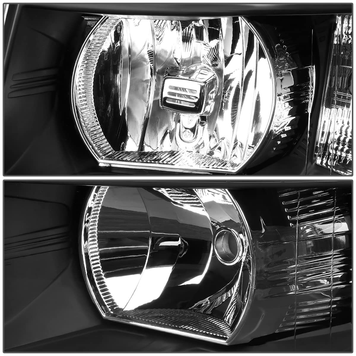 DNA MOTORING Pair LED DRL Headlights Compatible with 07-13 Chevy Silverado 1500 07-14 Silverado 2500 3500 HD, Black/Clear, HL-LED-CSIL07-BK-CL1