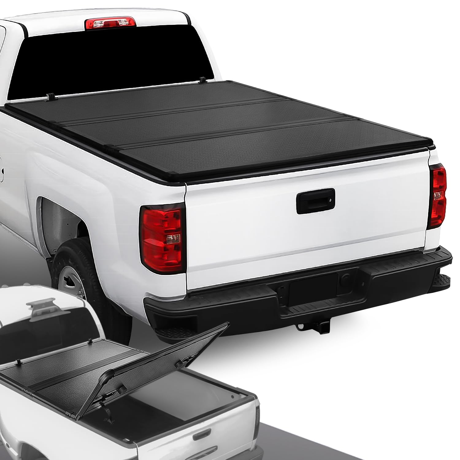 DNA MOTORING New Upgrade Truck Bed Top Hard Solid Tri-Fold Tonneau Cover Compatible with 14-18 Silverado Sierra 1500/15-19 Silverado Sierra 2500HD 3500HD 6.5' Bed, TTC-HARD-038