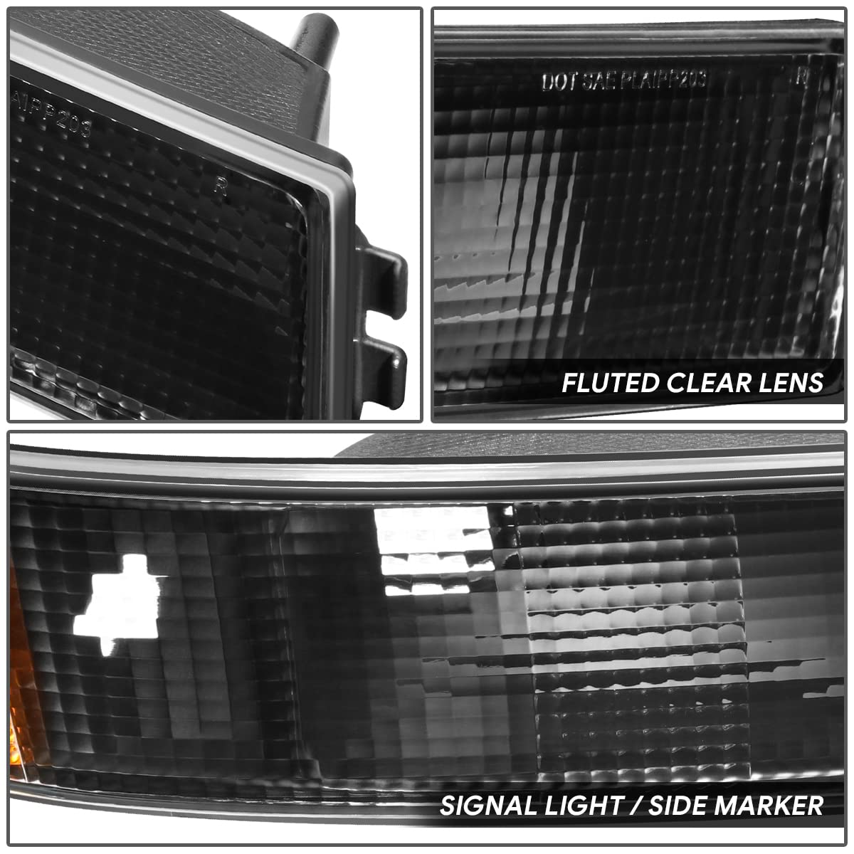 DNA MOTORING HL-OH-CEGS03-4P-BK-AM Pair of OE Style Headlights & Parking/Turn Signal Lights Compatible with 03-14 Express Savana 1500/03-23 Express Savana 2500 3500,Black/Amber