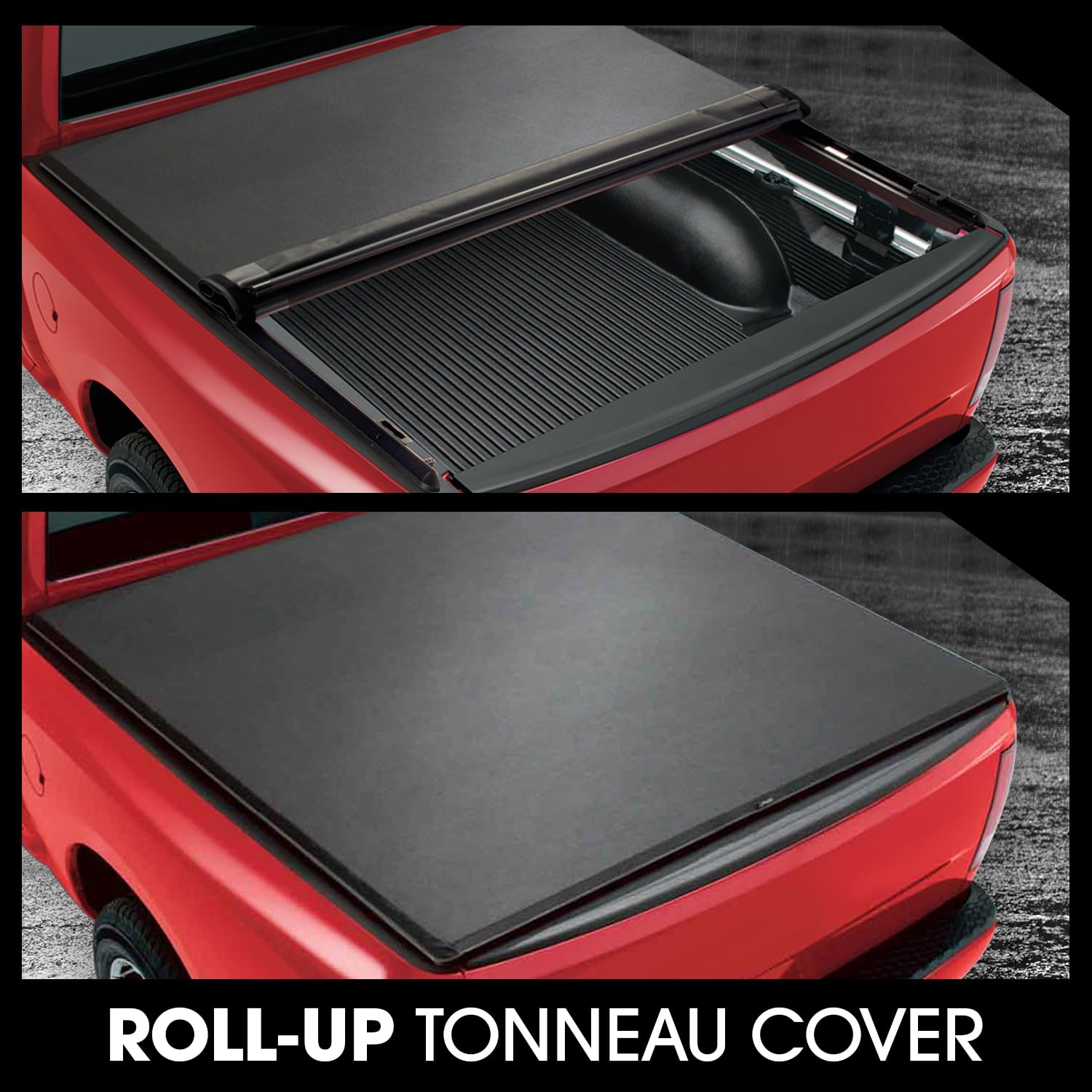 DNA Motoring TTC-RU-001 Soft Vinyl Roll-Up Tonneau Cover Compatible with 04-14 F150 5.5Ft Fleetside Bed