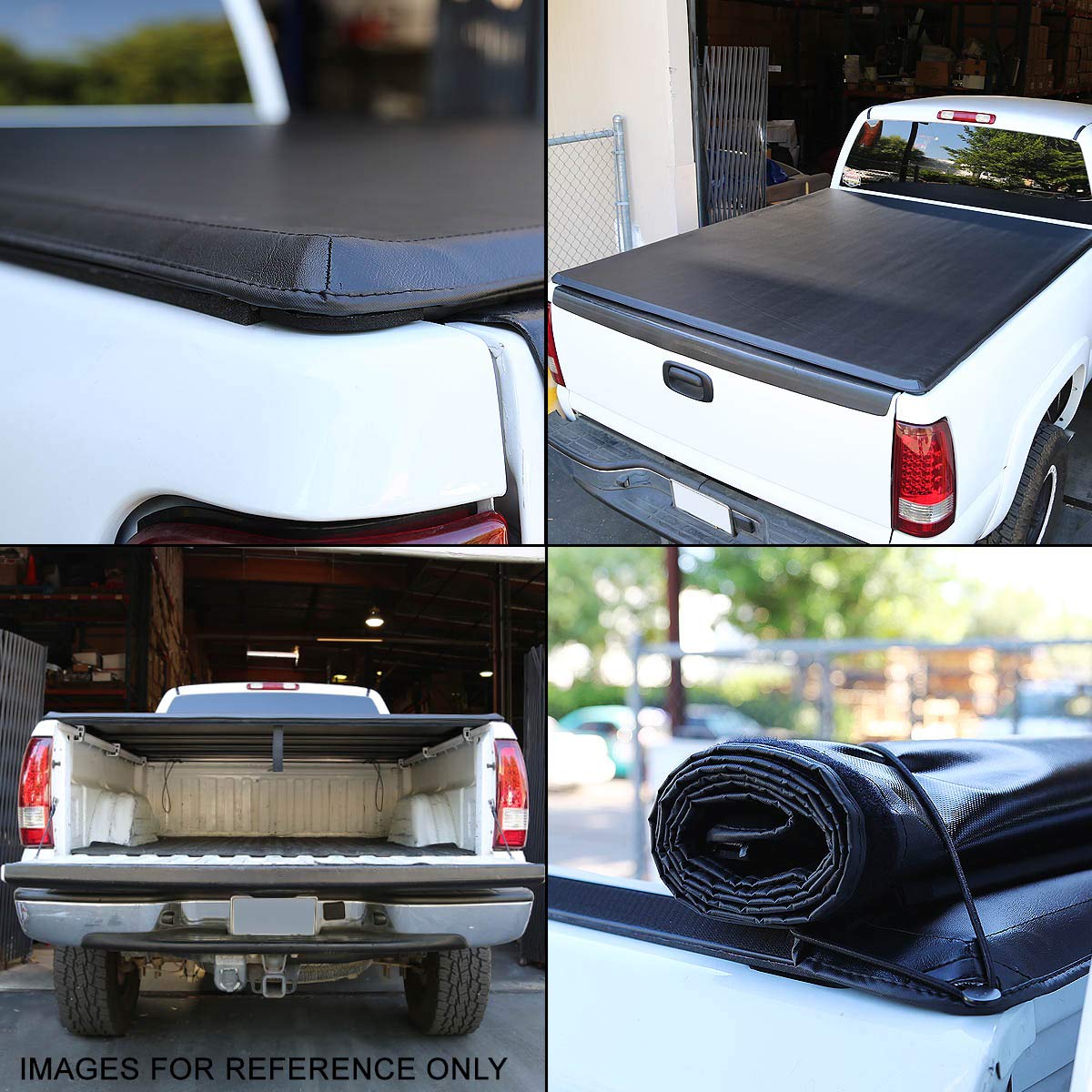 DNA Motoring TTC-RU-034 Truck Bed Soft Vinyl Roll-Up Tonneau Cover Compatible with 07-13 Silverado/Sierra 1500 6.5Ft Bed