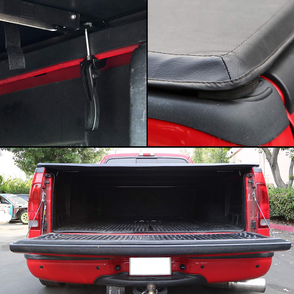 DNA MOTORING Truck Bed Soft Tri-Fold Adjustable Tonneau Cover Compatible with 94-04 S10 / Sonoma 6 Feet Fleetside Bed, TTC-TRISOFT-040