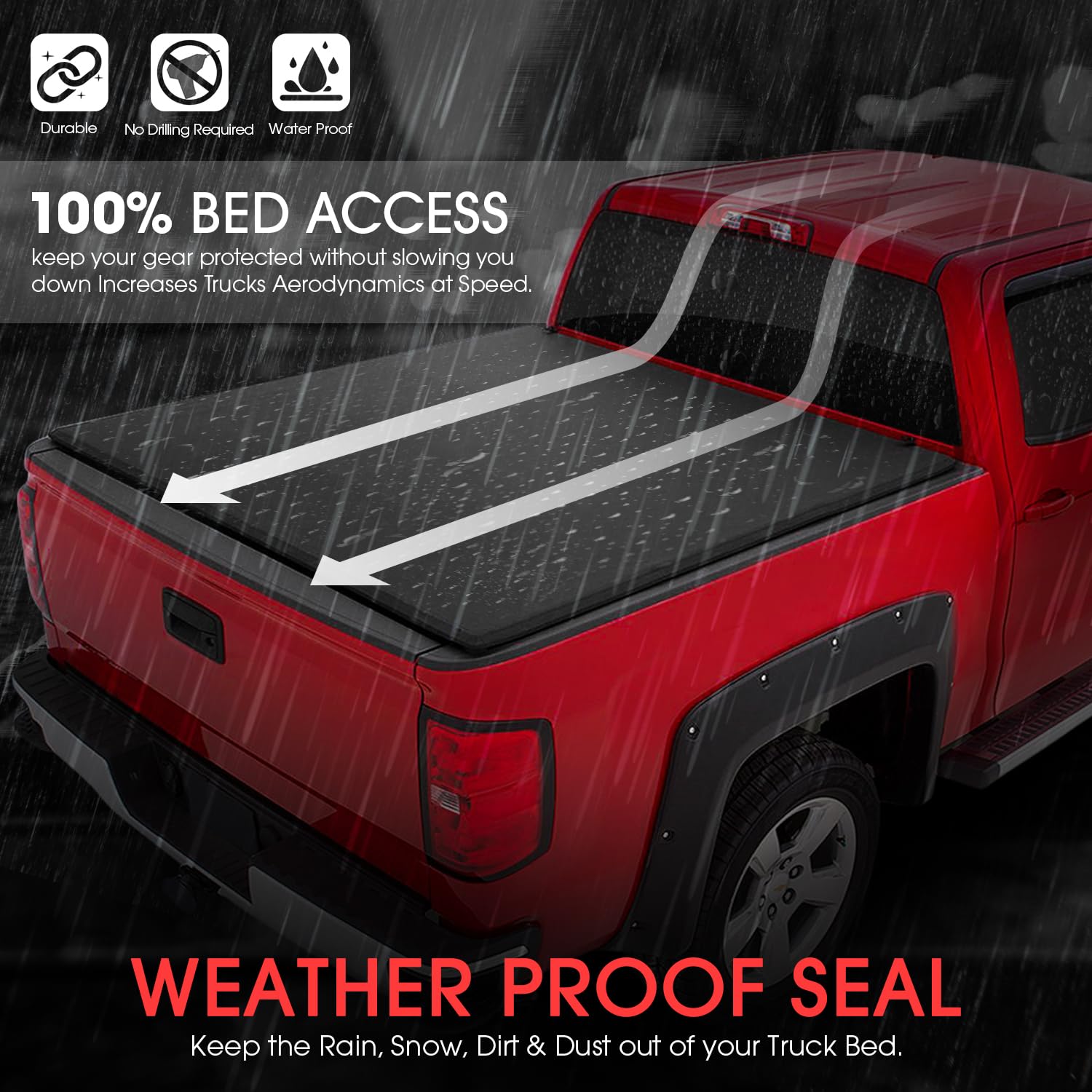 DNA Motoring TTC-RU-001 Soft Vinyl Roll-Up Tonneau Cover Compatible with 04-14 F150 5.5Ft Fleetside Bed