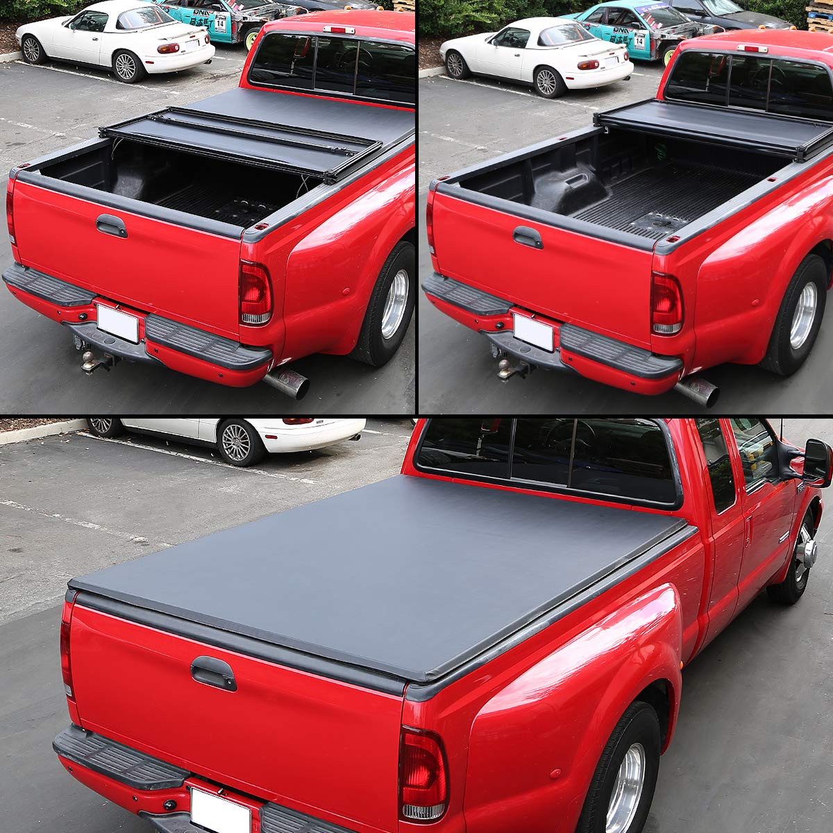 DNA MOTORING Truck Bed Soft Tri-Fold Adjustable Tonneau Cover Compatible with 94-04 S10 / Sonoma 6 Feet Fleetside Bed, TTC-TRISOFT-040