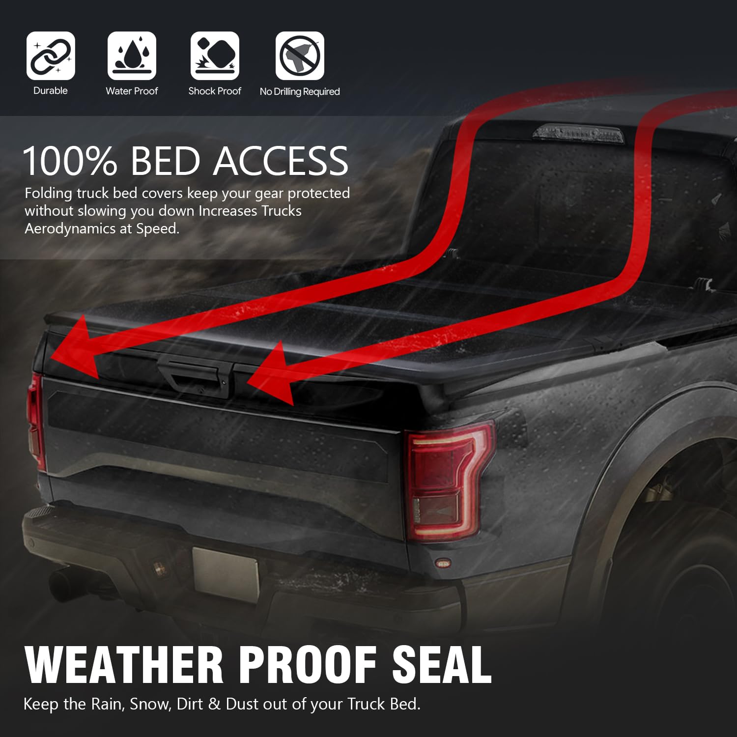 DNA MOTORING New Upgrade Truck Bed Top Hard Solid Tri-Fold Tonneau Cover Compatible with 14-18 Silverado Sierra 1500/15-19 Silverado Sierra 2500HD 3500HD 6.5' Bed, TTC-HARD-038