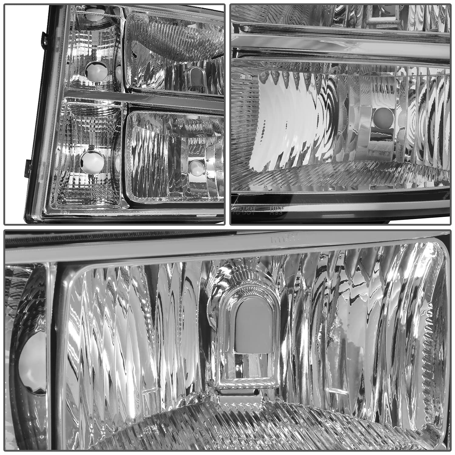 DNA MOTORING Pair Headlight Assembly Compatible With 07-13 GMC Sierra 1500/07-14 Sierra 2500 HD 3500 HD, Chrome/Clear, HL-OH-GMCSIE07-CH-CL1