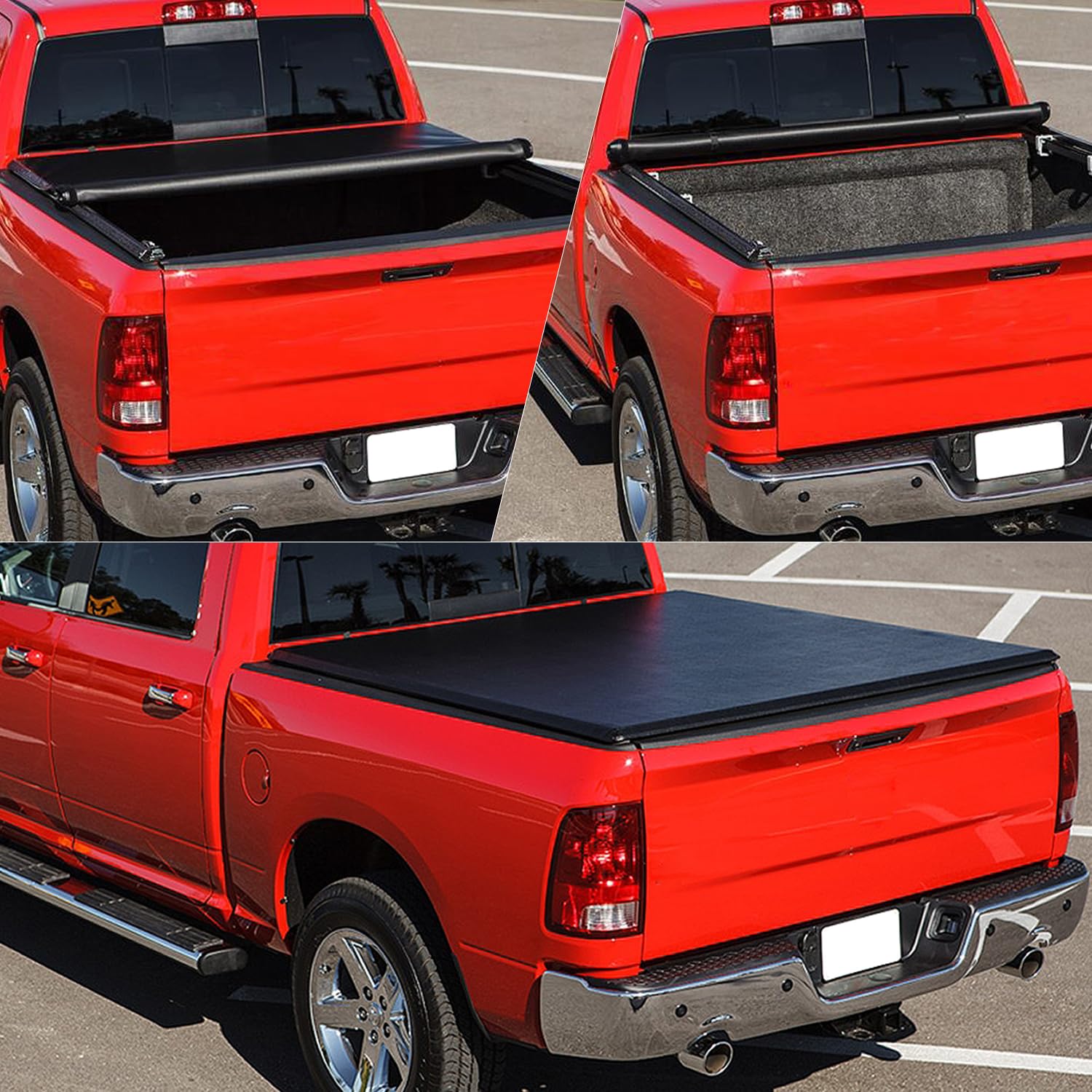 DNA Motoring TTC-RU-001 Soft Vinyl Roll-Up Tonneau Cover Compatible with 04-14 F150 5.5Ft Fleetside Bed